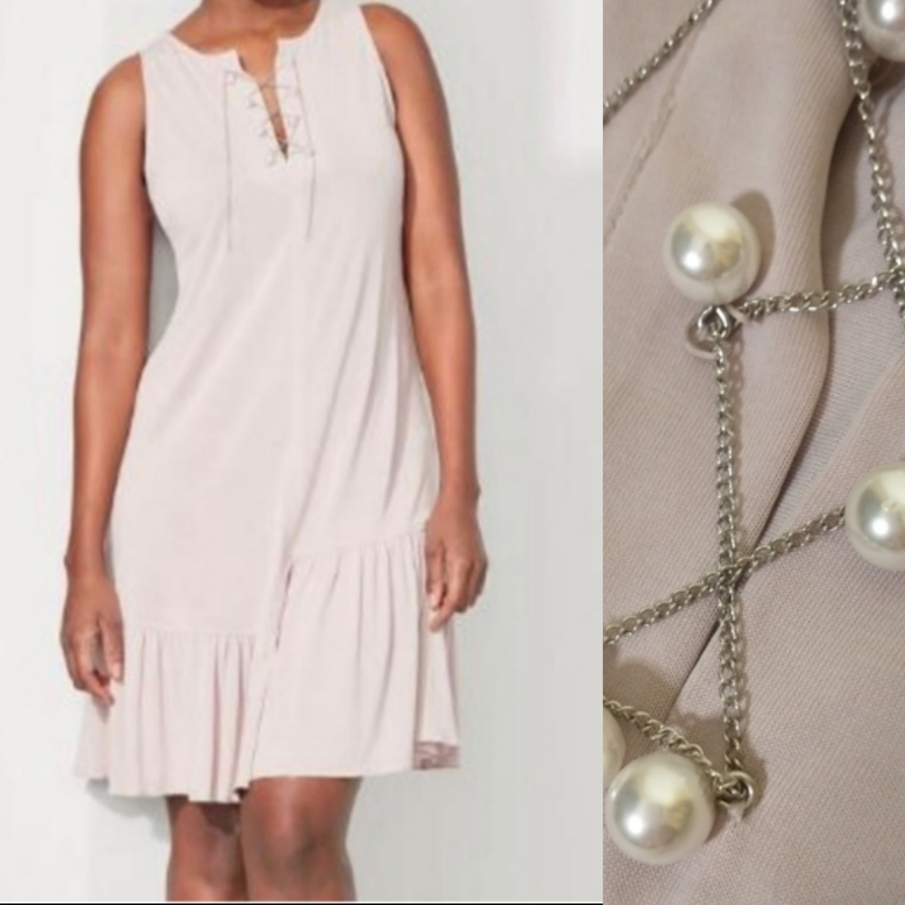 NWT V by Violet Weekend Pearl Chain Swing Dress